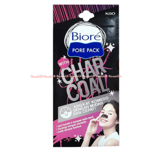 Biore Pore Pack 4lembar Charcoal Citrus Crush Scent Angkat Komedo Plester Pori Warna Hitam Aroma Jeruk