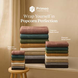 Primeo 100% Cotton Towel Highly Absorbent Hypoallergenic Spa Hotel - Popcorn Weave Collection Towels