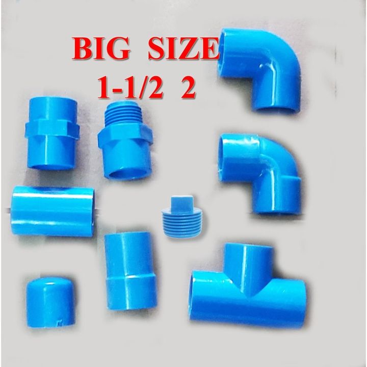 PVC Blue Fittings 1-1/2 2 Elbow Coupling Tee Male Female Adaptor End ...