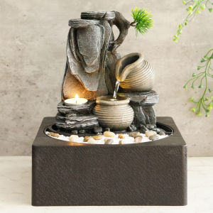 Thác nước phong thủy để bàn hòn non bộ (23x23x28cm) ( mã 1239004L)