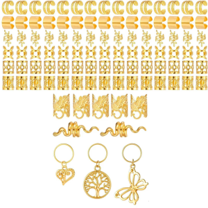 100Pcs Gold Metal Hair Decorations Stylish Rings And Cuffs For Braids And Dreadlocks Hair Accesory Enhancing Any Look
