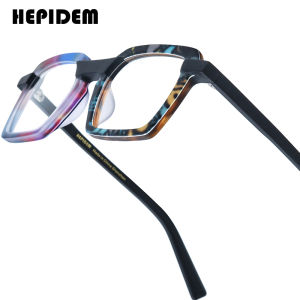 HEPIDEM Đa Acetate gọng kính nhà thiết kế thương hiệu cho nam Kính mắt dáng vuông Phụ Nữ Nhật Bản Handmade Chất Lượng Cao Kính Dày kính mắt cho mắt 9381