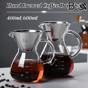 B-HQ Hand Brewed Coffee Pot with Handle Drip Pot Cold Brew Coffee Filter Cup Glass Moka Pot Filter Cup
