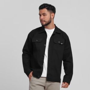 Jaket Clasik Kanvas Jacket Trucker Canvas Premium Pria Terbaru - Hitam