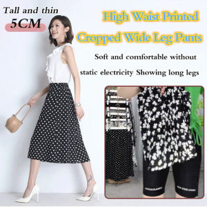 caiti022 Summer High Waist Wide Leg Pants Floral Skirt Pants Elastic Waist Thin Moms Wide Leg Pants