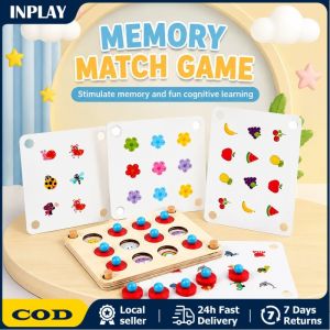 Montessori Memory Match Chess Game 3D Puzzles Wooden Early Educational Family Party Casual Interaction Game Toy for Children Kid