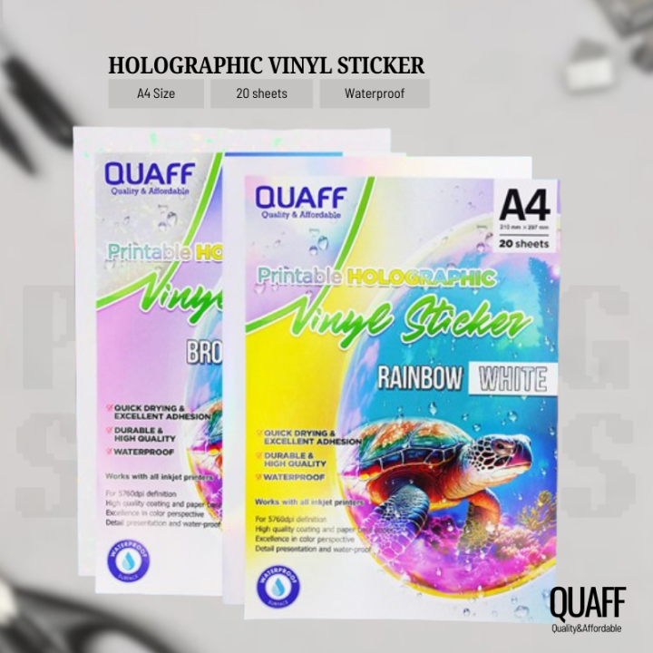 RF Printing Supplies - A4 Size Waterproof QUAFF Printable Hologram Vinyl Inkjet Sticker A4 Size ...