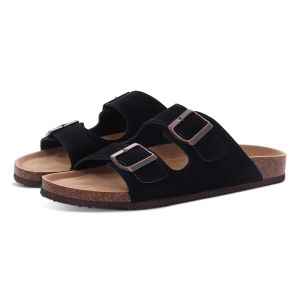 Evshine Leather Cork Footed Clogs Sandals For Women Fashion Flat Mules Slippers with Arch Support Men Double Buckle Cork Slides2026