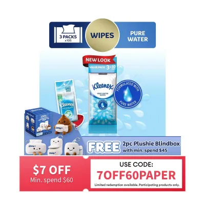 Kleenex Pure Water Hand And Face Moist Wipes (3 X 10S)