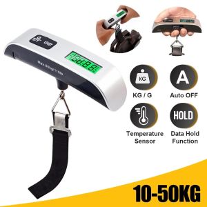 50KG Digital Luggage Scale Hanging Weight Scales LCD Display Backlight Temperature Sensor Hanging Scale Travel Weighs