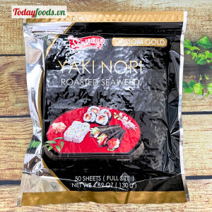 Rong biển cuộn cơm Sushi Kimbap (Gimbab) 50 Lá Yaki Nori Custom Gold 130G