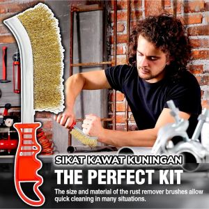 Sikat Sisir Kawat Las Kuningan Baja Bengkok Pembersih Penyikat Sikat Kerak Karat Besi Logam Metal Blok Mesin Wire Brush