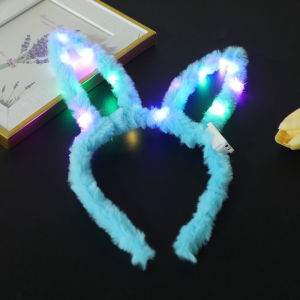 Bando Led Karakter Hewan Bulu Halus Bando Kelinci Led Warna-Warni Lucu Motif Kuping Kelinci Dengan Lampu Warna-Warni Bandana Rabbit Ears Aksesoris Natal Tahun Baru avvet