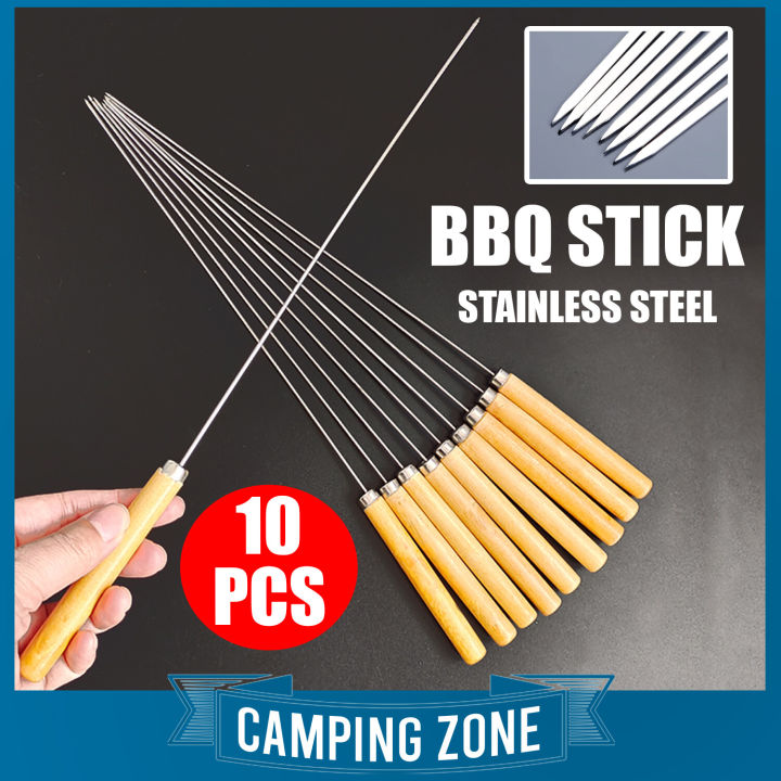 10PCS BBQ SKEWER Reusable Barbecue Skewer Stainless Steel Grilling