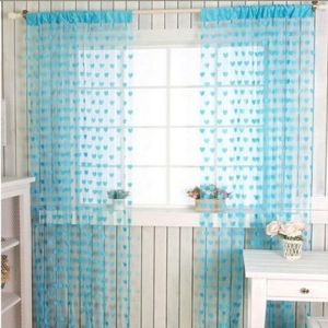 FANME Home New Door High Quality Drapes Heart Pattern Window Tassel Curtain