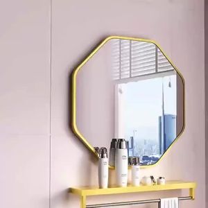 [SG Seller]Wall-Mounted Bedroom with Storage Rack No-Drill Wall-Mounted Home Mirror Self-Adhesive Bathroom Mirror Creative Vanity Mirror