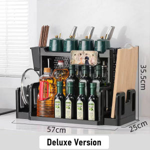 Kitchen Storage Rack Multi Functional Knife Holder Stable Cutting Board Rack Large Capacity Seasoning Rack Organizer for Countertop