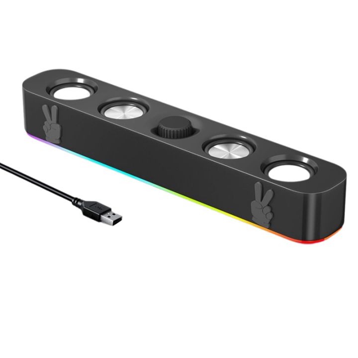 USB Computer Speaker, Wired USB Bluetooth Sound Bar with RGB Light for ...