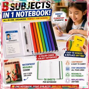 SUNLIGHT 8 in 1 Study Notebook Refillable Notebook Organizer with Waterproof Cover Replaceable Subject Notebooks Elastic Band System with ID Pocket School Supplies for Elementary High School Students Philippines