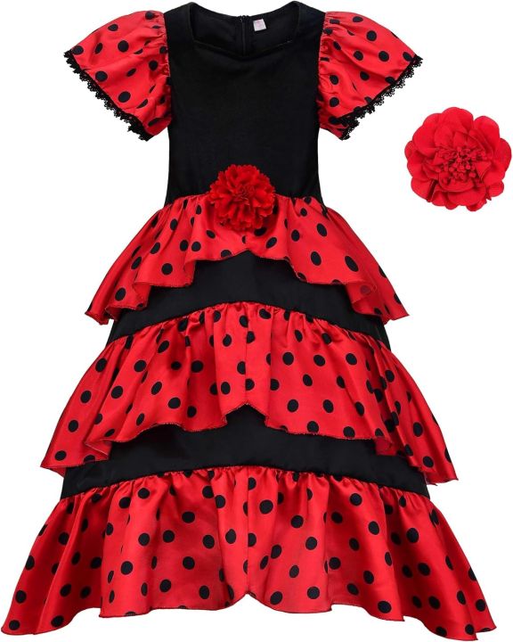 Kinder-Kostüm "Spanische Prinzessin" Flamenco-Kleid Für Mädchen - Für Buchwoche & Partys Kinder-Kostüm "Spanische Prinzessin" Flamenco-Kleid Für Mädchen - Für Buchwoche & Partys