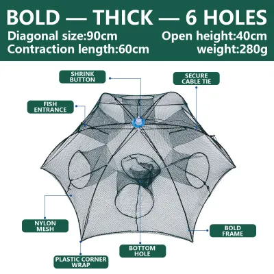 Bubu Ikan Jala Payung Udang Portable Folding Fishing Net Nylon Shrimp Cage Cast Crab Baits Trap 虾蟹笼鱼网地笼