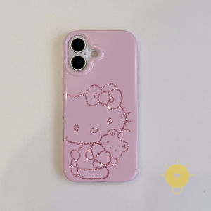 For iPhone 16 Pro Max Case TPU Pink Kitty Phone Case For iPhone 15 Cover 手机壳 Aesthetic Korean Cute
