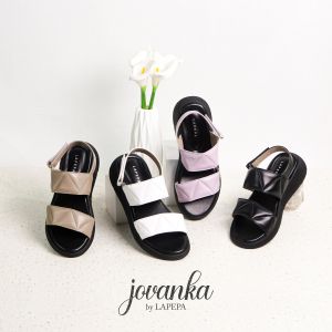 Lapepa Jovanka Sendal Wanita Double Strap Keren Sepatu Sandal Tali Belakang Model Ujung Terbuka Size 36-41