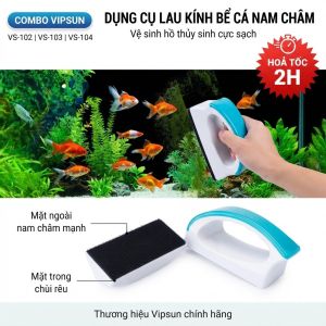Dụng cụ lau kính bể cá nam châm Vipsun VS-102/103/104 vệ sinh hồ thủy sinh cực sạch