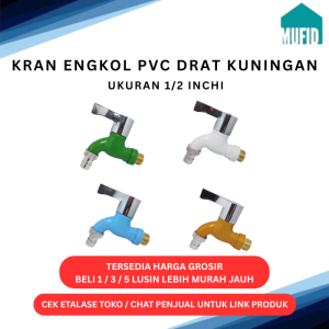 Keran Air Plastik PVC Engkol Drat Kuningan Kran Wastafel Dapur Taman 1/2
