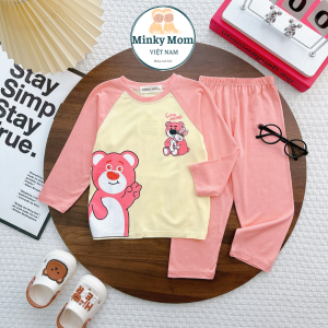Bộ Quần Áo Dài Tay Trẻ Em In Hình Kuromi Vải Thun Lạnh NATUCO Mềm Mát Cho Bé Gái Từ 8-29Kg TD-002