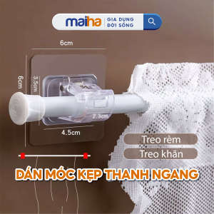Miếng Dán Gài Dán Tường Kẹp Thanh Ngang Treo Quần Áo Rèm Cửa Có Móc Cố Định Giá Treo Khăn Nhà Tắm Dính Siêu Chắc Maiha