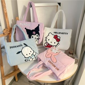COLOO KT Cat Cute Kuromi Tote Bag Underarm Bag School Bag Down Cloth Handbag Fashion Large Capacity My Melody Single Shoulder Bags Girls