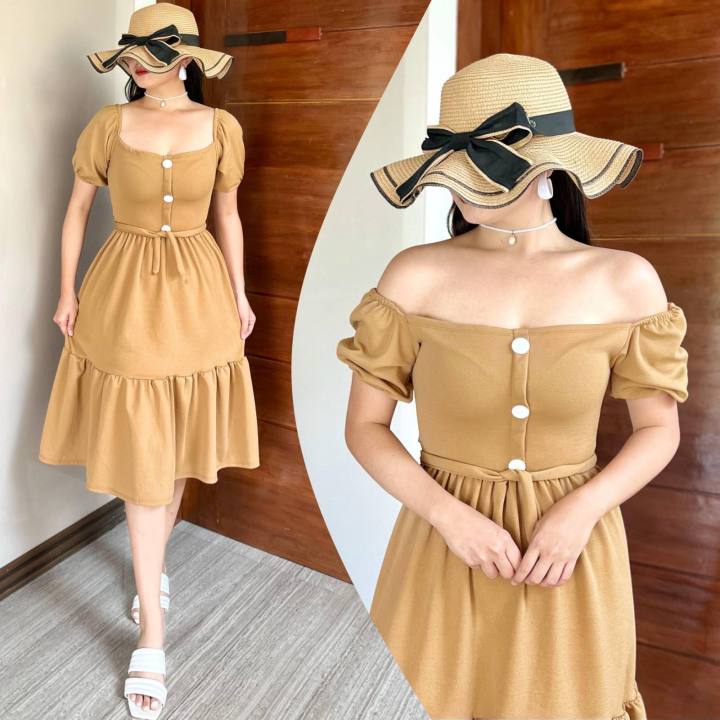 BEST SELLER THALIA 2 WAY PUFF SLEEVES OFF SHOULDER DRESS Lazada PH