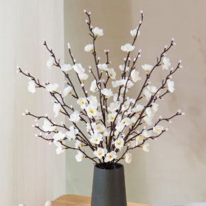 2PCS 55cm Artificial Plum Flower As Pearl Three colors Silk Flower For Wedding Home Hotel  Decoration