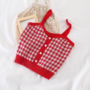 Ninabobo SL015 Tanktop Knit Crop Top Wanita Rajut Kamisol Tangtop Square Kotak Kotak Tank Top