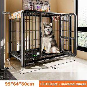 【IN STOCK】Large Dog Cage Square Tube Dog Cage Stainless Large Space Portable Mobile Dog Cage With Poop Tray And Wheels