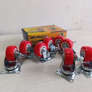Roda Caster Hidup & Rem 40mm 15 Inch Kaki Roda Etalase Troli 4pcs