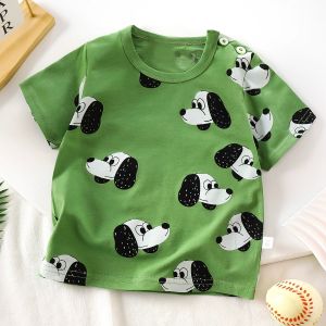 เสื้อยืดแขนสั้น เสื้อยืดคอกลม เสื้อยืดเด็กผู้ชาย ผ้า cotton พิมพ์ลายเท่ๆ Size80-120 cm