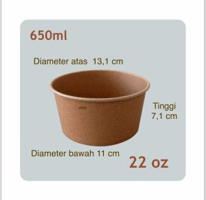 Paper Bowl KRAFT merk super bubble / mangkok kertas 360/500/650/800ml motif coklat craft (tanpa tutup) isi 25 pcs mangkok baso bakmi wadah sup pentol
