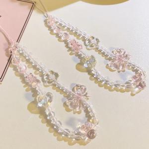 HBESTY Korean Pink Bear Butterfly Flower Phone Strap Charm Chain Knot Cellphone Lanyard Keychain Woman Girl Bag Camera Pendant For Case