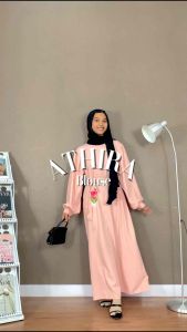 NJ Athira Maxi Dress Lengan Puffy Gamis Kondangan Wanita Muslimah Korean Style
