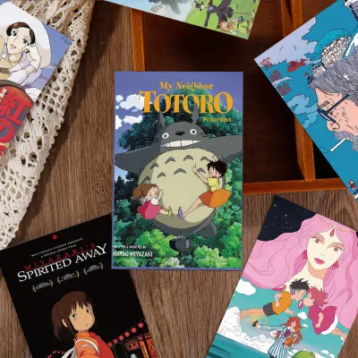 Japanese-style postcards 宮崎駿 totoro การ์ดข้อความและโปสการ์ดสไตล์ญี่ปุ่น 10ใบ vintage แถมสติ๊กเกอร์