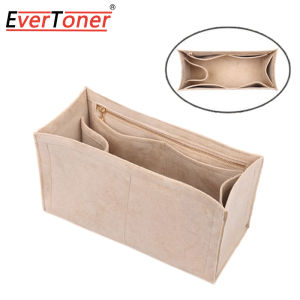 EverToner Plush Suede Insert Bag For BOOK Tote Organizer luxury Handbag Cosmetic Bag With Zipper Cover Organizer Liner Purse