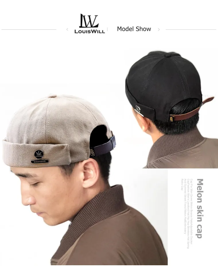 LouisWill Cap For Men Dome Melon Beanie Hats Adjustable Docker Cap