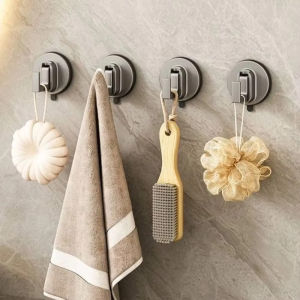 Strong Vacuum Suction Cup Hooks Wall Mounted No Punching Hole Shower Hooks Single Hook Durable Bathroom Clothes Hanger