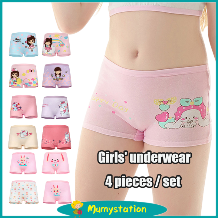 Cartoon Baby Girl Cotton Panties For Women Set Of 4 Pure Cotton