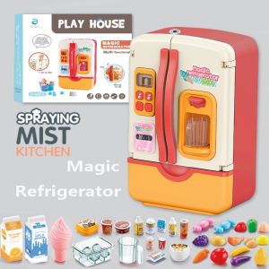 Light water spray electric childrens play house toy refrigerator simulation home parent-child interactive toy gift