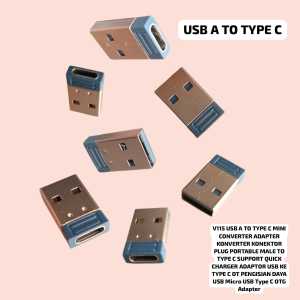 V115 USB A TO TYPE C MINI CONVERTER ADAPTER KONVERTER KONEKTOR PLUG PORTABLE MALE TO TYPE C SUPPORT.