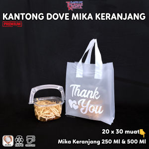 Soft Handle 20x30 Platik HD Dove Motif THANK YOU PUTIH isi 50 Kantong Bingkisan Snack / Tas Souvenir Ultah/Rice Bowl Thinwall
