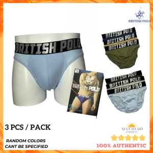(MG)British Polo 3pcs/box Men Brief Smooth Comfort Underwear With Printing Design Seluar Dalam Lelaki Spender Lelaki